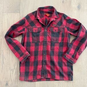 Patagonia Men’s Red and Black Buffalo Plaid Shirt Jacket
